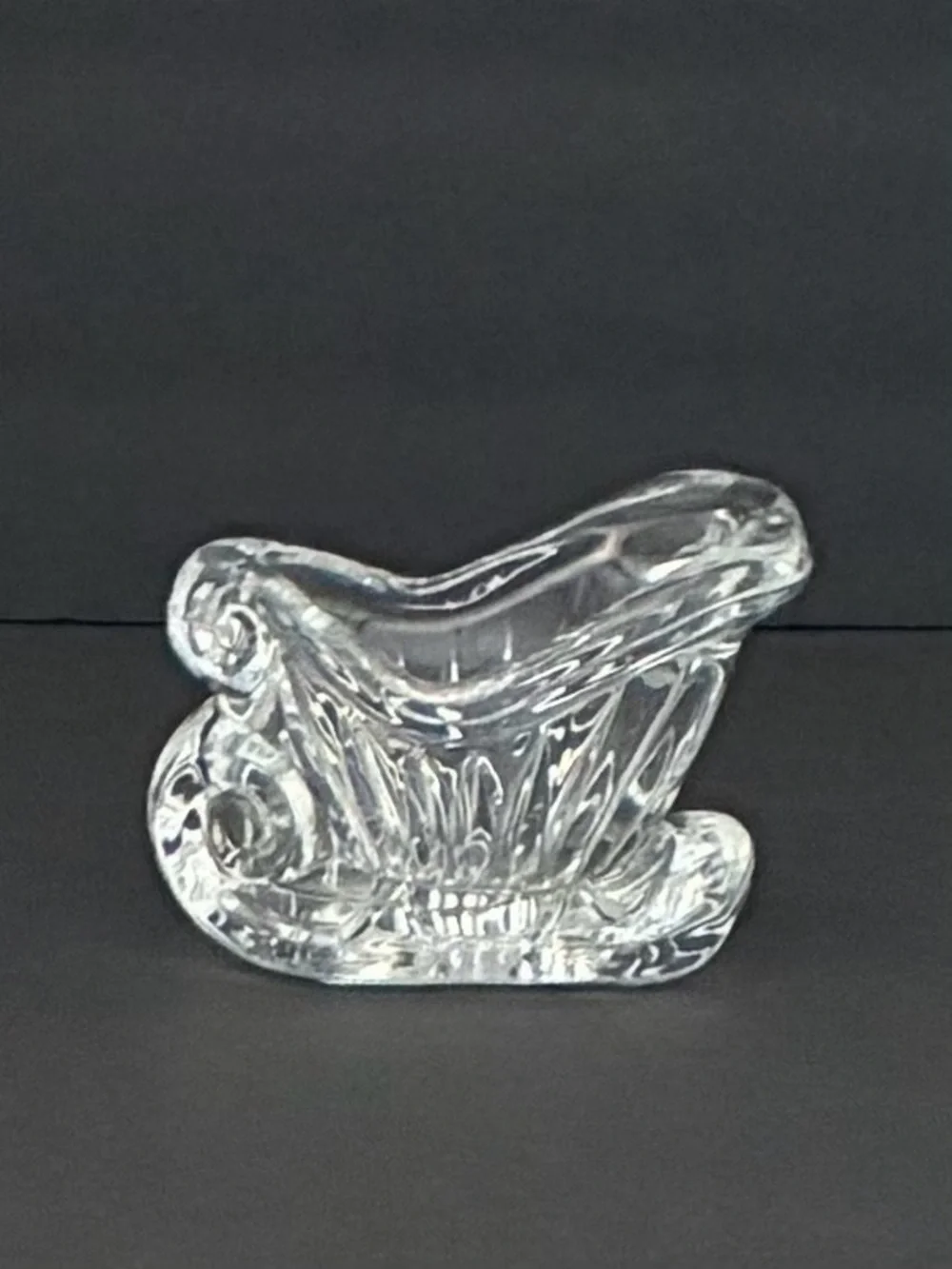 Vintage Lead Crystal Santa’s Sleigh Candy Dish 5.5”